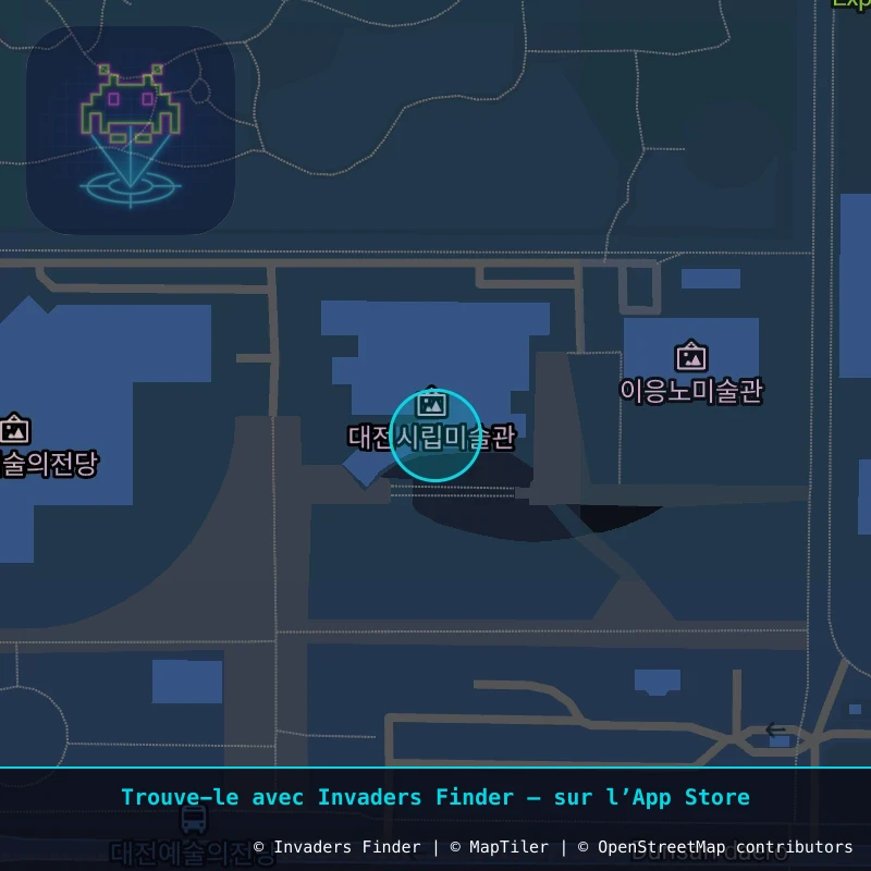 Zone approximative de l'invader DJN_03, dans le quartier Manyeondong, Daejeon à Daejeon. Emplacement exact disponible dans l'app Invaders Finder.