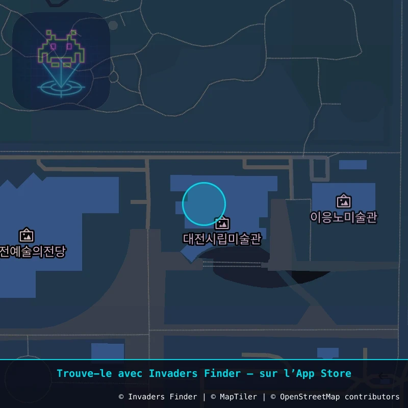 Zone approximative de l'invader DJN_06, dans le quartier Manyeondong, Daejeon à Daejeon. Emplacement exact disponible dans l'app Invaders Finder.