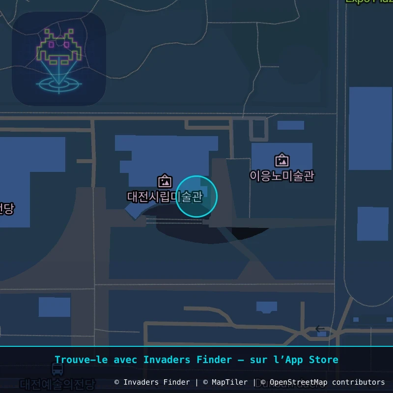 Zone approximative de l'invader DJN_14, dans le quartier Manyeondong, Daejeon à Daejeon. Emplacement exact disponible dans l'app Invaders Finder.
