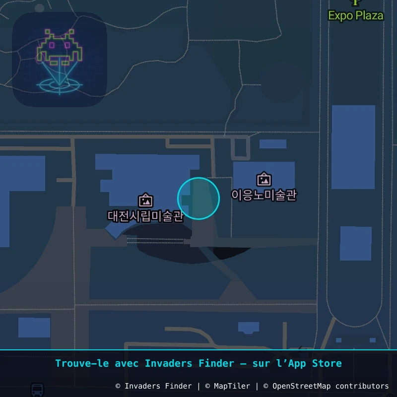 Zone approximative de l'invader DJN_17, dans le quartier Manyeondong, Daejeon à Daejeon. Emplacement exact disponible dans l'app Invaders Finder.