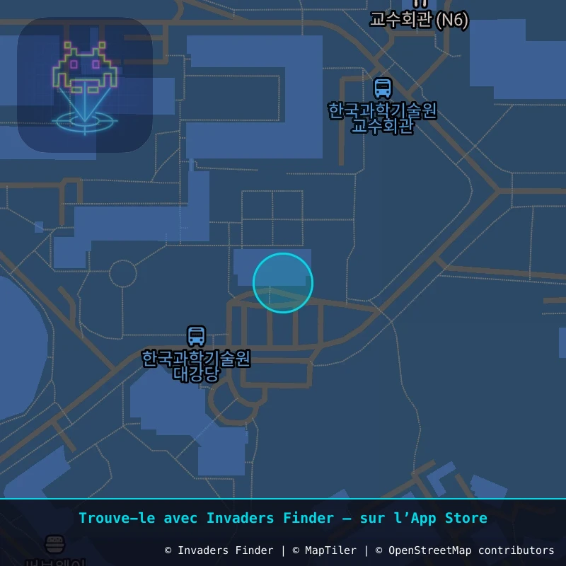 Zone approximative de l'invader DJN_18, dans le quartier Gung-dong, Daejeon à Daejeon. Emplacement exact disponible dans l'app Invaders Finder.