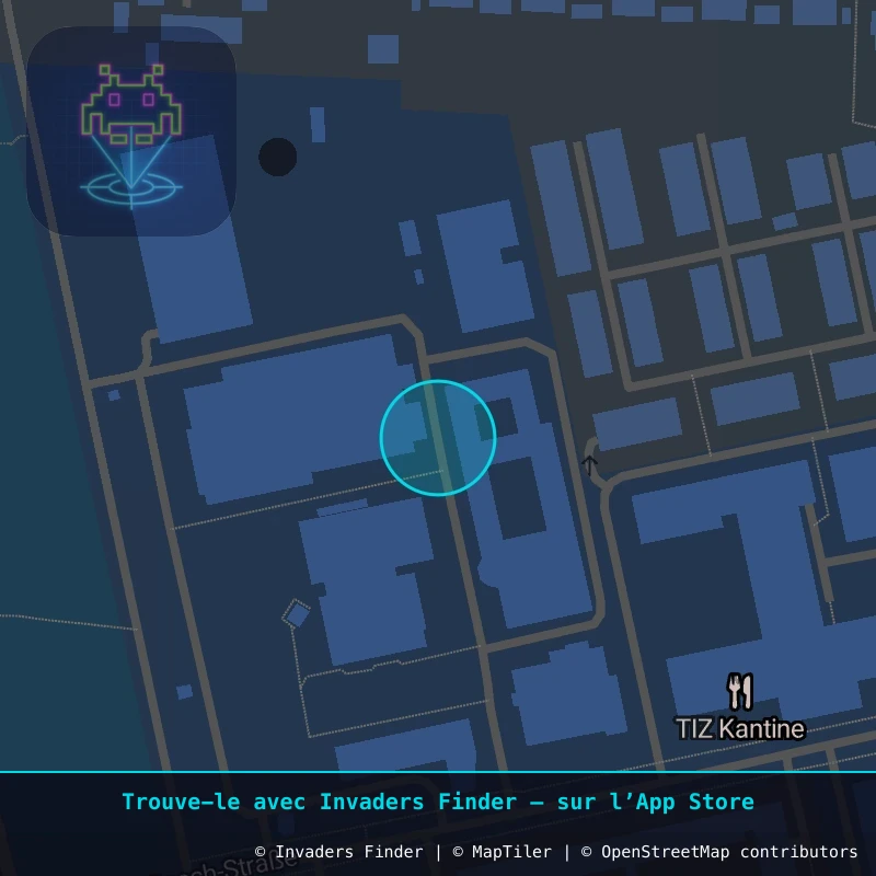 Zone approximative de l'invader FKF_04, dans le quartier Waldkolonie, Darmstadt-Nord à Francfort. Emplacement exact disponible dans l'app Invaders Finder.