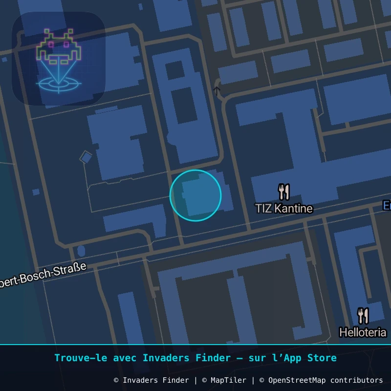 Zone approximative de l'invader FKF_05, dans le quartier Waldkolonie, Darmstadt-Nord à Francfort. Emplacement exact disponible dans l'app Invaders Finder.