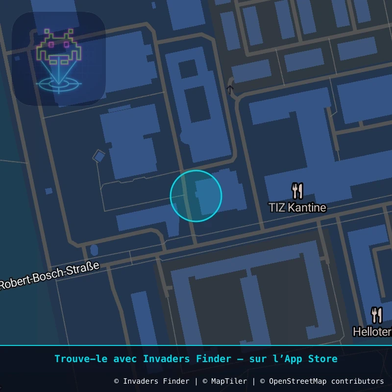 Zone approximative de l'invader FKF_10, dans le quartier Waldkolonie, Darmstadt-Nord à Francfort. Emplacement exact disponible dans l'app Invaders Finder.