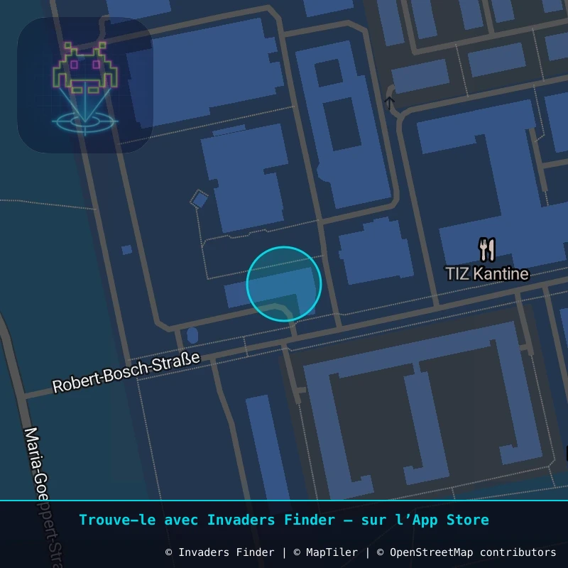 Zone approximative de l'invader FKF_14, dans le quartier Waldkolonie, Darmstadt-Nord à Francfort. Emplacement exact disponible dans l'app Invaders Finder.