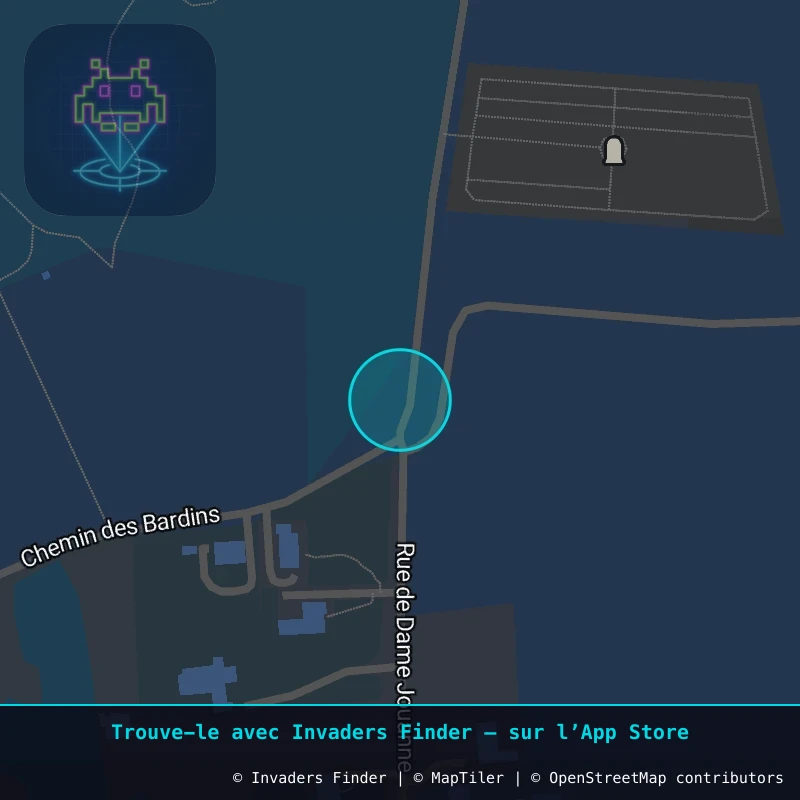 Zone approximative de l'invader FTBL_01, dans le quartier Centre-ville, Larchant à Fontainebleau. Emplacement exact disponible dans l'app Invaders Finder.