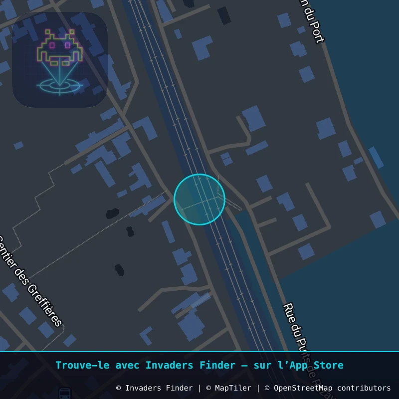 Zone approximative de l'invader FTBL_28, dans le quartier Veneux-les-Sablons à Fontainebleau. Emplacement exact disponible dans l'app Invaders Finder.