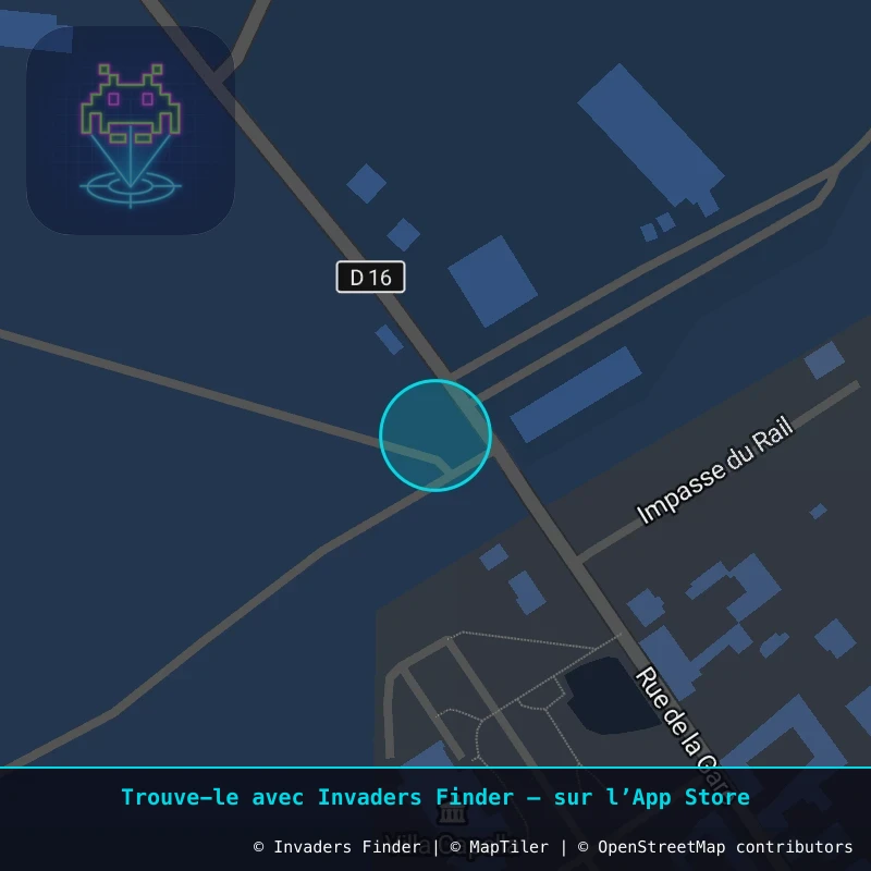 Zone approximative de l'invader FTBL_34, dans le quartier Centre-ville, La Chapelle-la-Reine à Fontainebleau. Emplacement exact disponible dans l'app Invaders Finder.