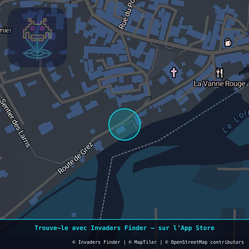 Zone approximative de l'invader FTBL_41, dans le quartier Centre-ville, Montigny-sur-Loing à Fontainebleau. Emplacement exact disponible dans l'app Invaders Finder.