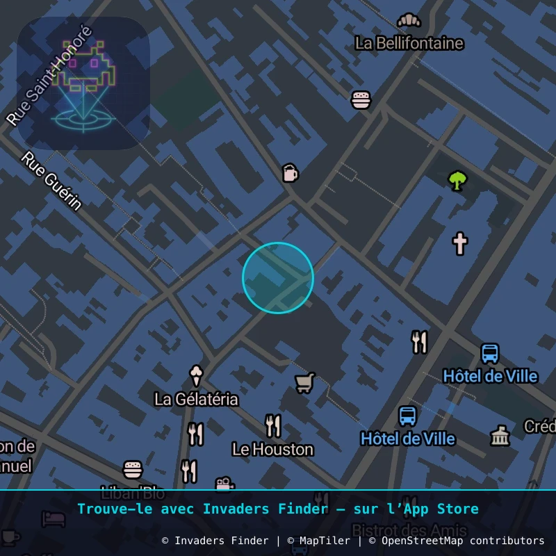 Zone approximative de l'invader FTBL_43, dans le quartier Étape, Fontainebleau à Fontainebleau. Emplacement exact disponible dans l'app Invaders Finder.