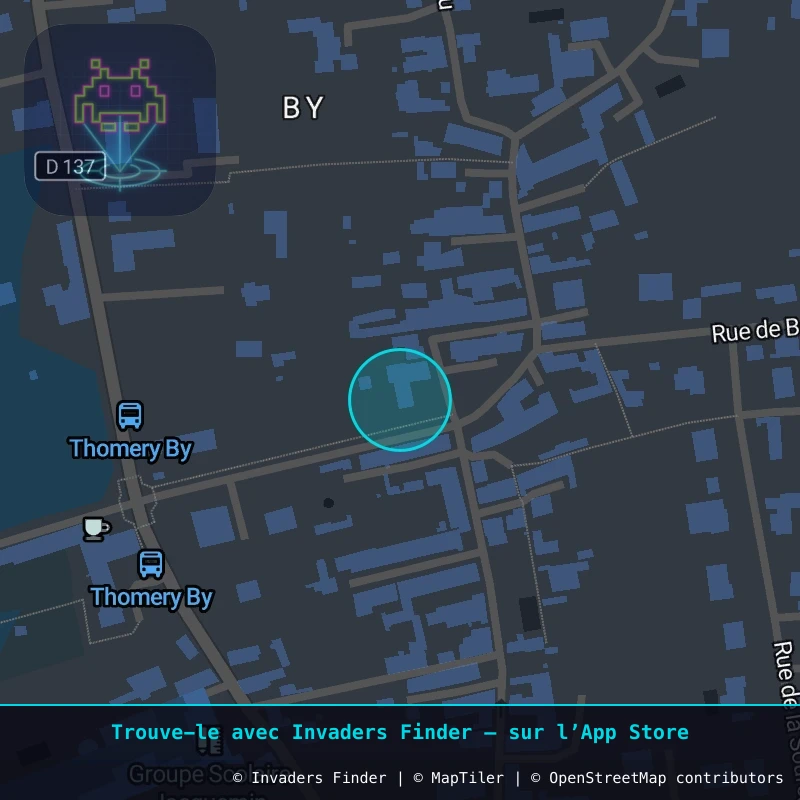 Zone approximative de l'invader FTBL_45, dans le quartier Veneux-les-Sablons à Fontainebleau. Emplacement exact disponible dans l'app Invaders Finder.