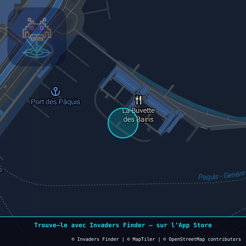 Zone approximative de l'invader GNV_17, dans le quartier Jonction, Genève à Genève. Emplacement exact disponible dans l'app Invaders Finder.