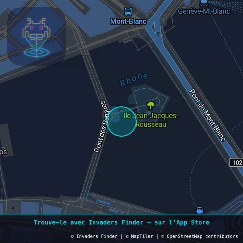 Zone approximative de l'invader GNV_18, dans le quartier Jonction, Genève à Genève. Emplacement exact disponible dans l'app Invaders Finder.