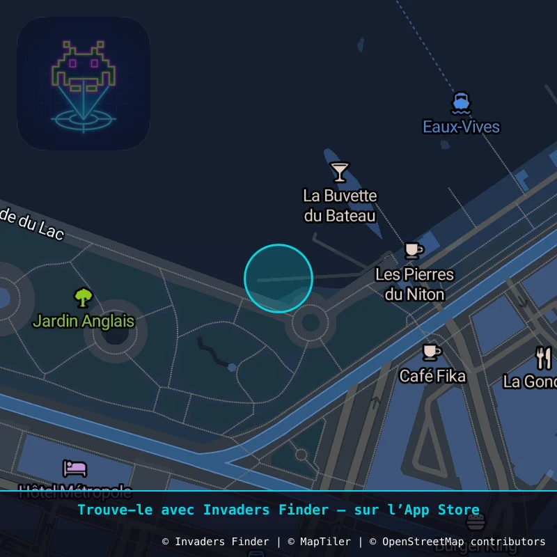 Zone approximative de l'invader GNV_27, dans le quartier Jonction, Genève à Genève. Emplacement exact disponible dans l'app Invaders Finder.