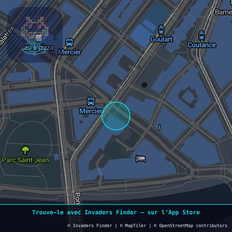 Zone approximative de l'invader GNV_33, dans le quartier Jonction, Genève à Genève. Emplacement exact disponible dans l'app Invaders Finder.