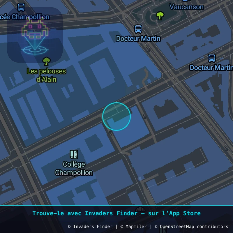 Zone approximative de l'invader GRN_06, dans le quartier Secteur 2, Grenoble à Grenoble. Emplacement exact disponible dans l'app Invaders Finder.
