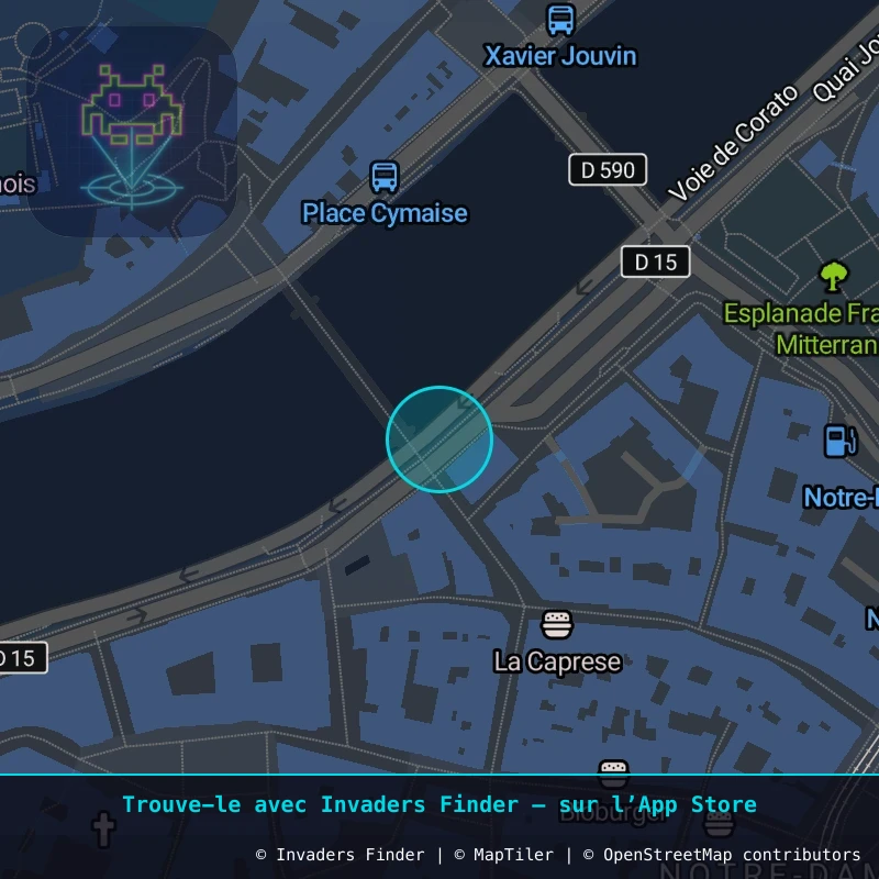 Zone approximative de l'invader GRN_12, dans le quartier Secteur 2, Grenoble à Grenoble. Emplacement exact disponible dans l'app Invaders Finder.
