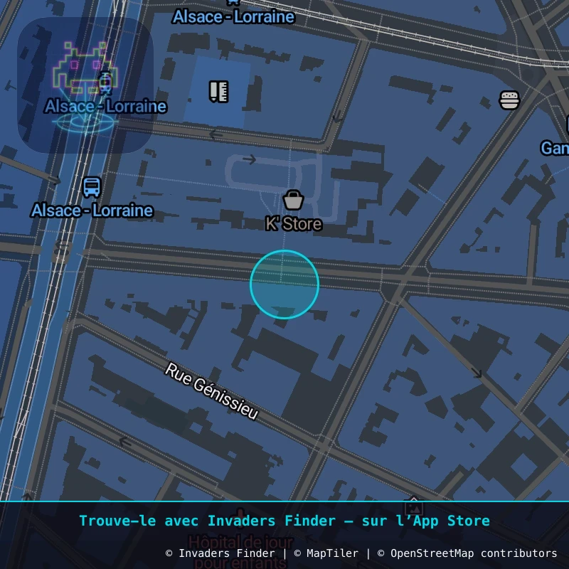 Zone approximative de l'invader GRN_17, dans le quartier Secteur 2, Grenoble à Grenoble. Emplacement exact disponible dans l'app Invaders Finder.
