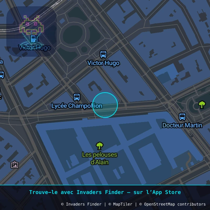 Zone approximative de l'invader GRN_19, dans le quartier Secteur 2, Grenoble à Grenoble. Emplacement exact disponible dans l'app Invaders Finder.
