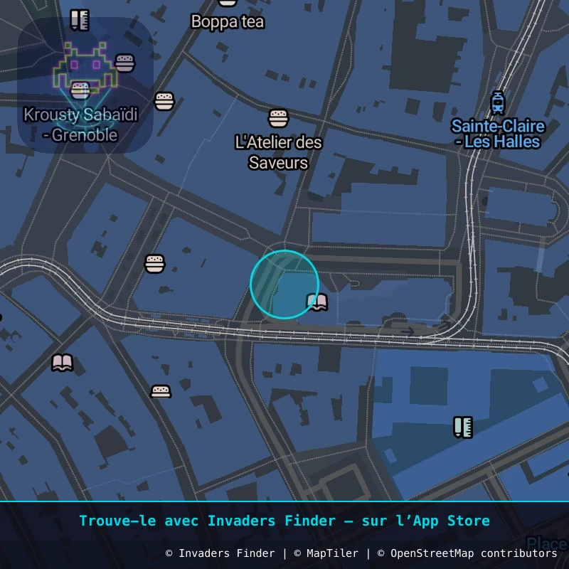 Zone approximative de l'invader GRN_24, dans le quartier Secteur 2, Grenoble à Grenoble. Emplacement exact disponible dans l'app Invaders Finder.