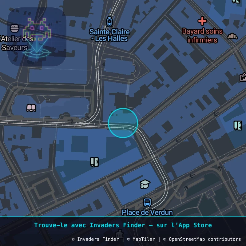 Zone approximative de l'invader GRN_31, dans le quartier Secteur 2, Grenoble à Grenoble. Emplacement exact disponible dans l'app Invaders Finder.
