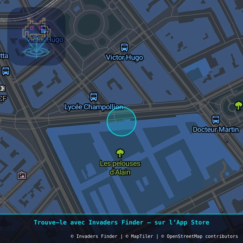 Zone approximative de l'invader GRN_32, dans le quartier Secteur 2, Grenoble à Grenoble. Emplacement exact disponible dans l'app Invaders Finder.