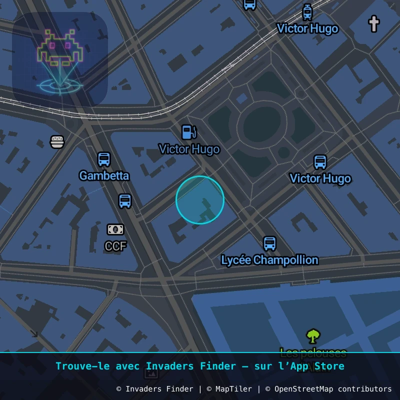 Zone approximative de l'invader GRN_33, dans le quartier Secteur 2, Grenoble à Grenoble. Emplacement exact disponible dans l'app Invaders Finder.