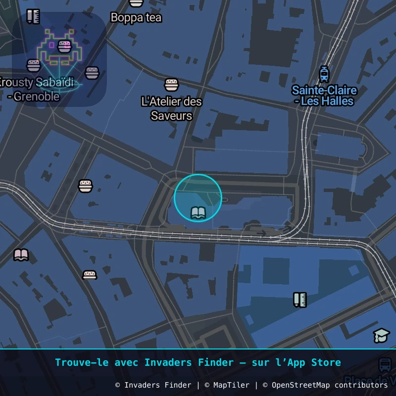 Zone approximative de l'invader GRN_36, dans le quartier Secteur 2, Grenoble à Grenoble. Emplacement exact disponible dans l'app Invaders Finder.