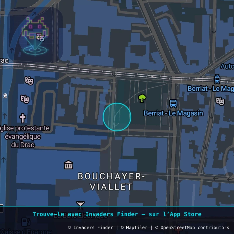 Zone approximative de l'invader GRN_41, dans le quartier Secteur 2, Grenoble à Grenoble. Emplacement exact disponible dans l'app Invaders Finder.