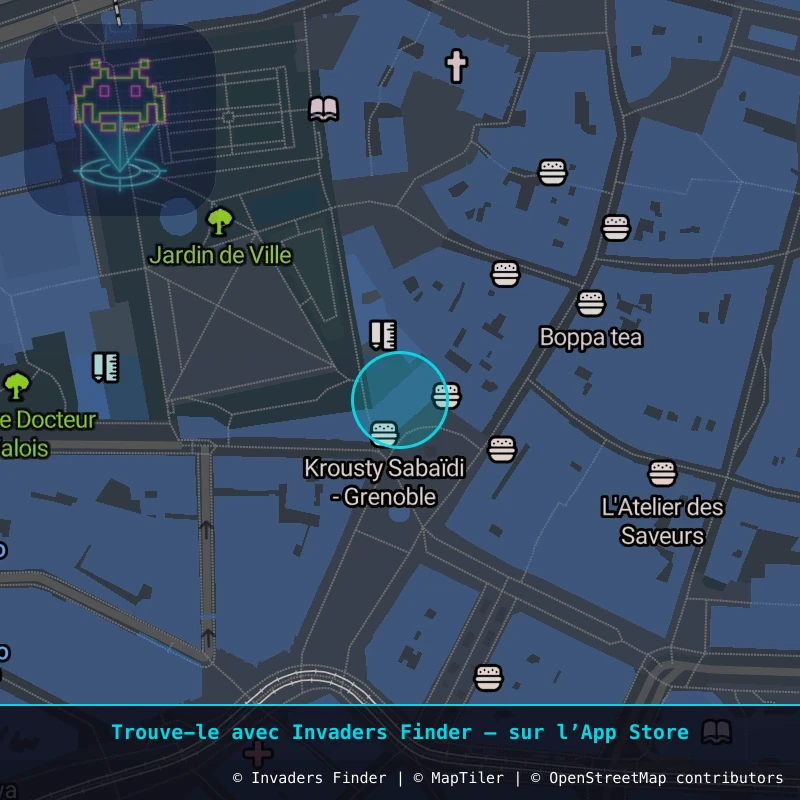 Zone approximative de l'invader GRN_43, dans le quartier Secteur 2, Grenoble à Grenoble. Emplacement exact disponible dans l'app Invaders Finder.