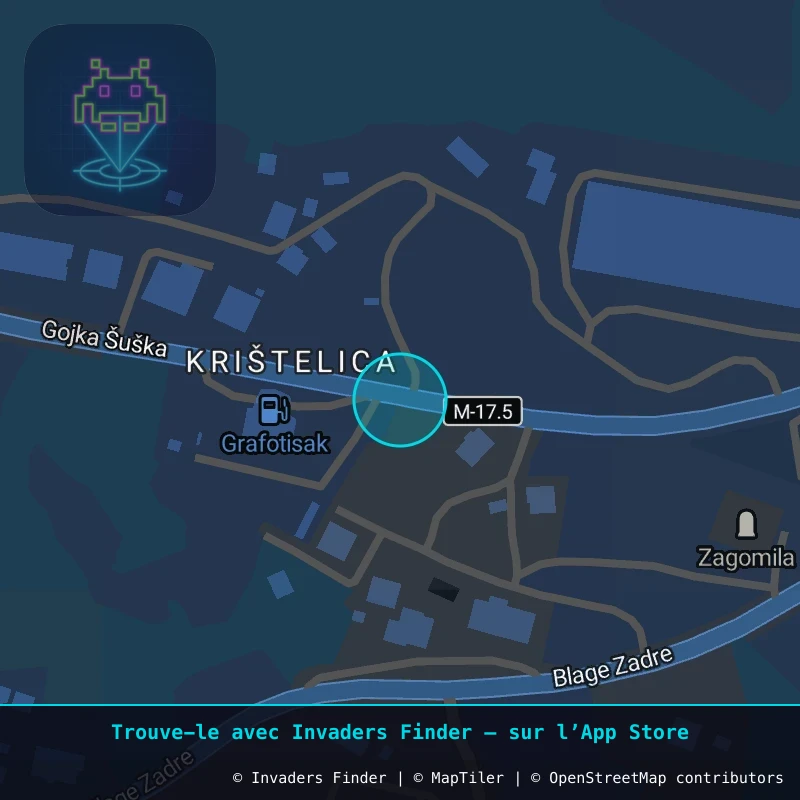 Zone approximative de l'invader GRU_01, dans le quartier Grude à Grude. Emplacement exact disponible dans l'app Invaders Finder.
