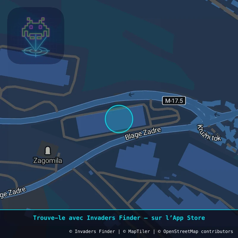 Zone approximative de l'invader GRU_02, dans le quartier Grude à Grude. Emplacement exact disponible dans l'app Invaders Finder.
