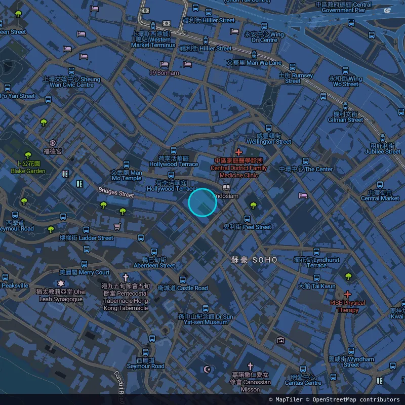 Zone approximative de l'invader HK_79, dans le quartier Wan Chai, Hong Kong à Hong Kong. Emplacement exact disponible dans l'app Invaders Finder.