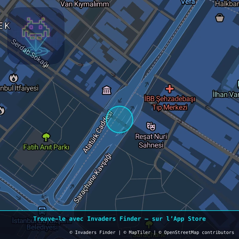 Zone approximative de l'invader IST_11, dans le quartier Zeyrek Mahallesi, Istanbul à Istanbul. Emplacement exact disponible dans l'app Invaders Finder.