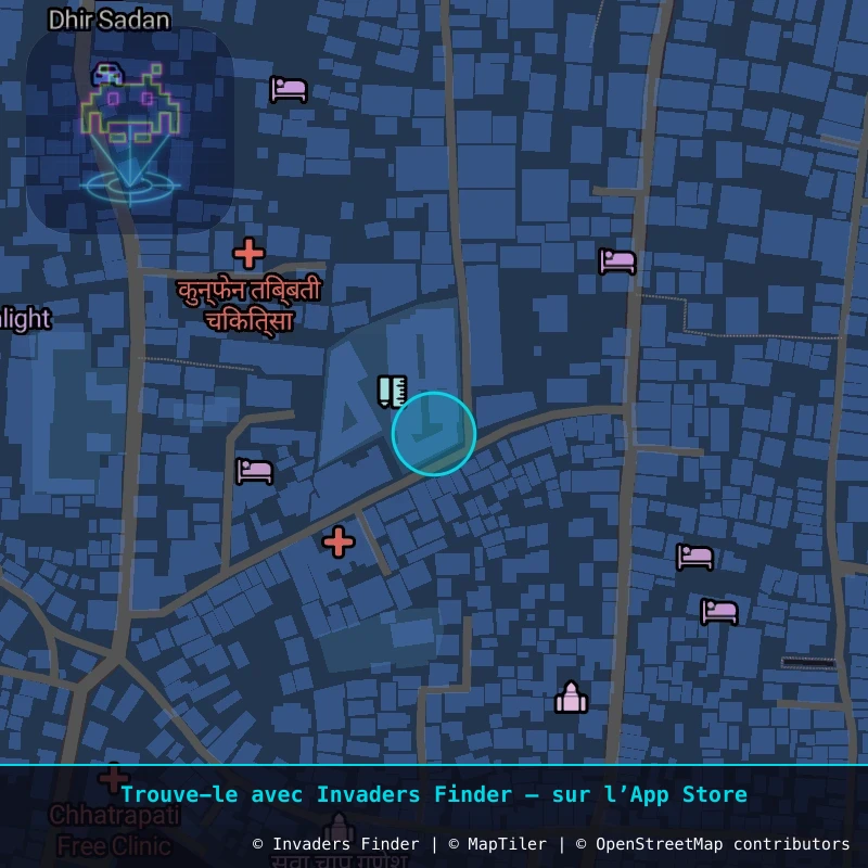 Zone approximative de l'invader KAT_12, dans le quartier Kathmandu-26 à Katmandou. Emplacement exact disponible dans l'app Invaders Finder.