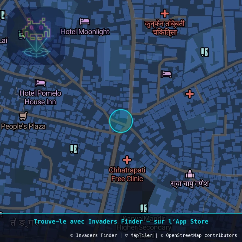 Zone approximative de l'invader KAT_13, dans le quartier Kathmandu-26 à Katmandou. Emplacement exact disponible dans l'app Invaders Finder.