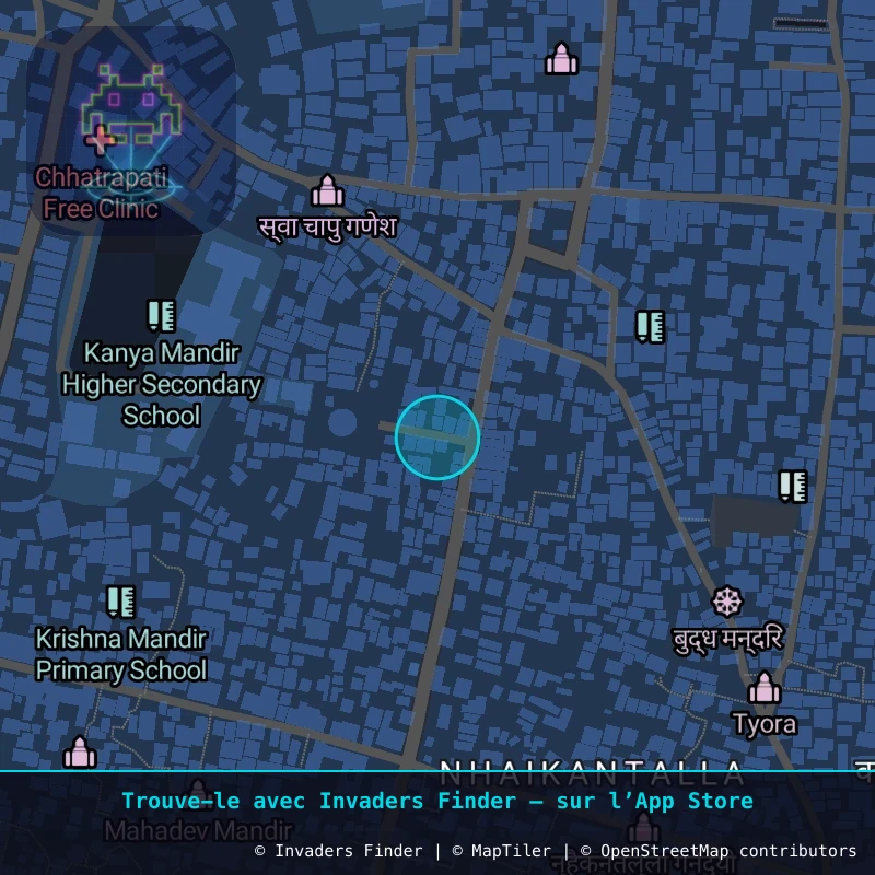 Zone approximative de l'invader KAT_15, dans le quartier Kathmandu-26 à Katmandou. Emplacement exact disponible dans l'app Invaders Finder.
