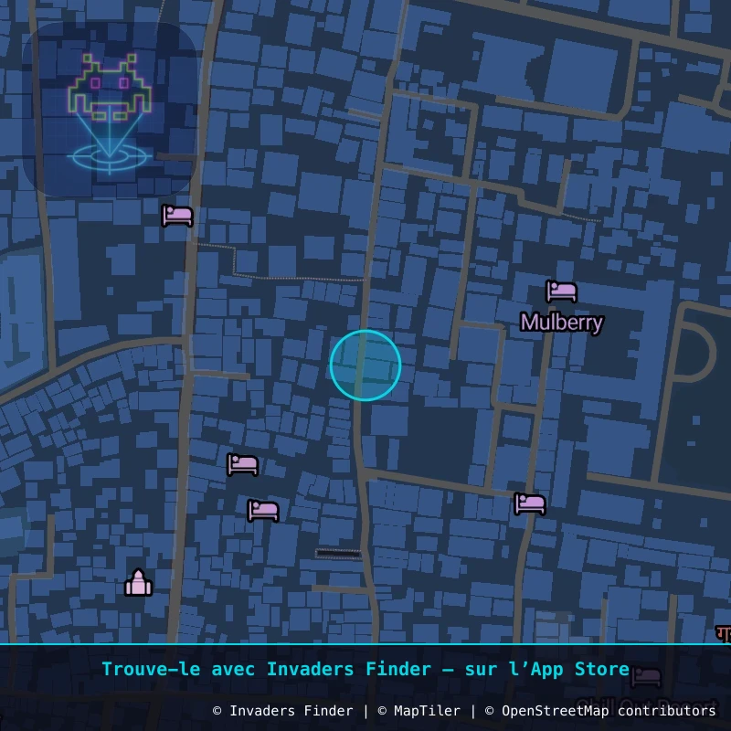 Zone approximative de l'invader KAT_23, dans le quartier Kathmandu-26 à Katmandou. Emplacement exact disponible dans l'app Invaders Finder.