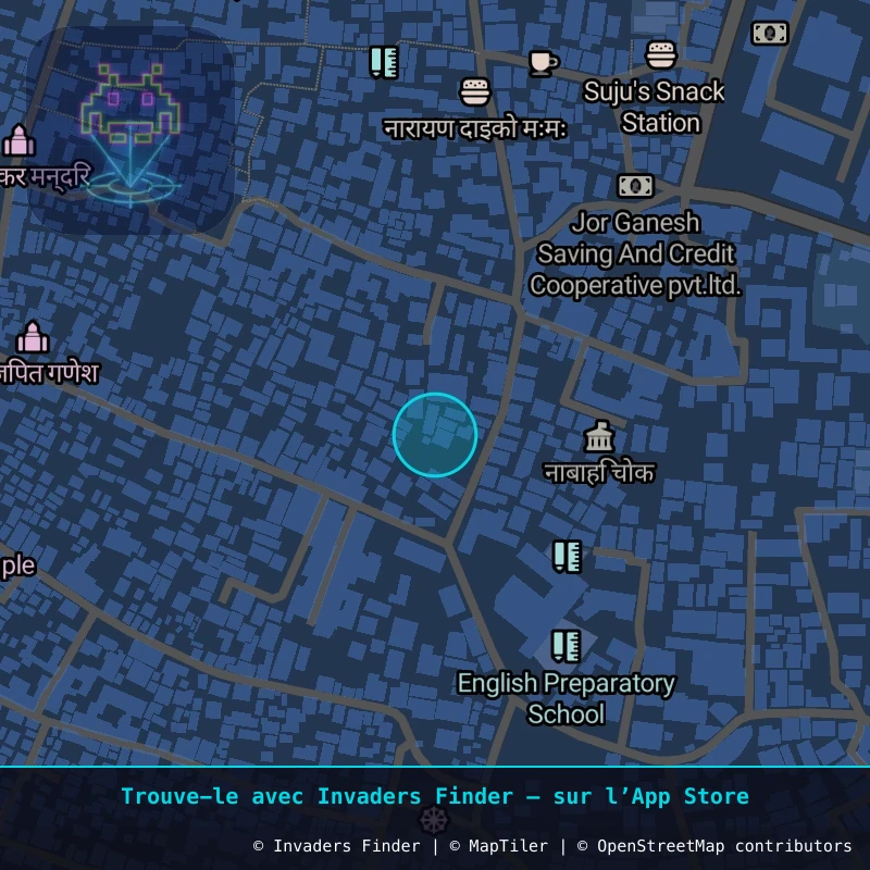 Zone approximative de l'invader KAT_26, dans le quartier Kathmandu-26 à Katmandou. Emplacement exact disponible dans l'app Invaders Finder.