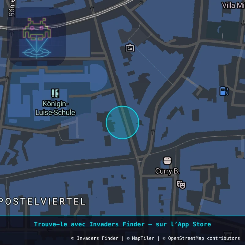 Zone approximative de l'invader KLN_03, dans le quartier Gereonsviertel, Cologne à Cologne. Emplacement exact disponible dans l'app Invaders Finder.