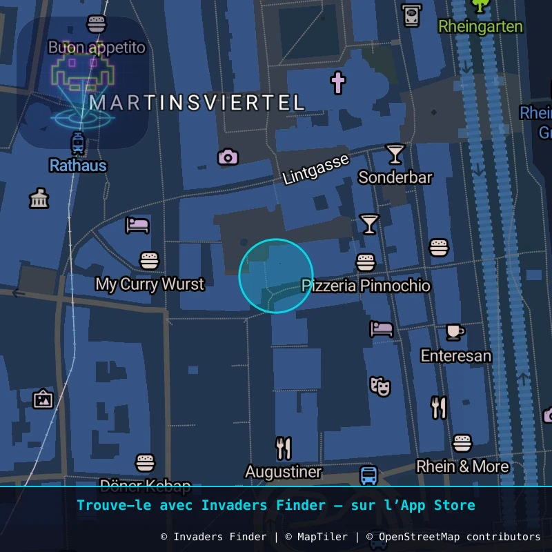 Zone approximative de l'invader KLN_09, dans le quartier Deutz, Cologne à Cologne. Emplacement exact disponible dans l'app Invaders Finder.