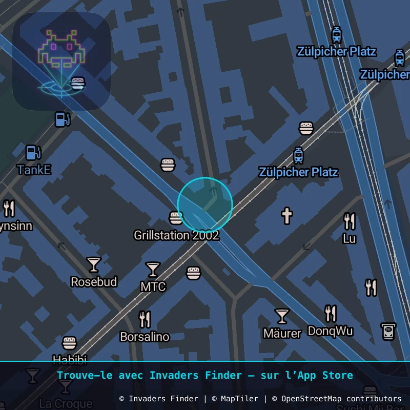 Zone approximative de l'invader KLN_12, dans le quartier Gereonsviertel, Cologne à Cologne. Emplacement exact disponible dans l'app Invaders Finder.