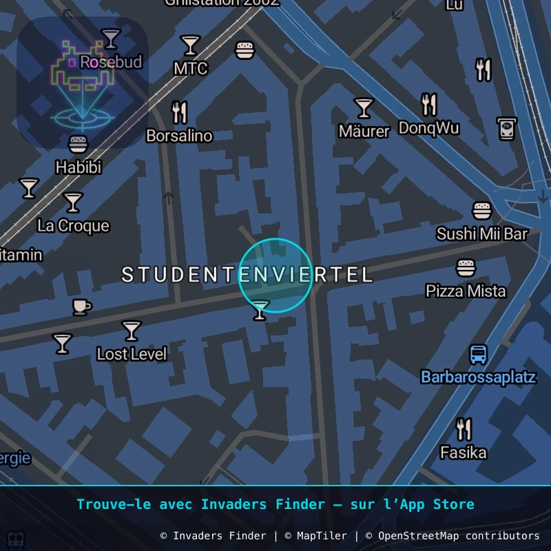 Zone approximative de l'invader KLN_15, dans le quartier Gereonsviertel, Cologne à Cologne. Emplacement exact disponible dans l'app Invaders Finder.