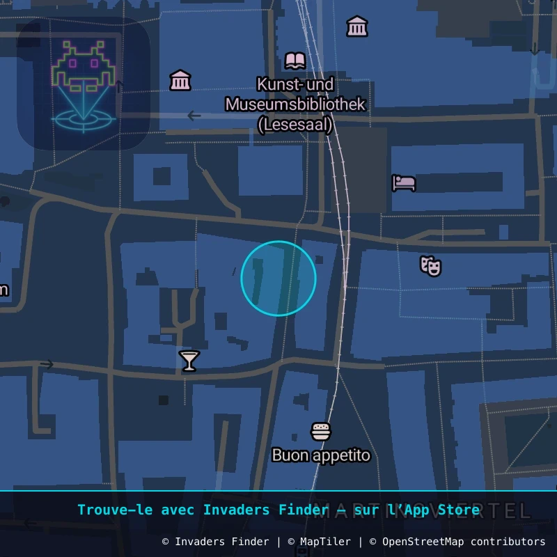Zone approximative de l'invader KLN_21, dans le quartier Gereonsviertel, Cologne à Cologne. Emplacement exact disponible dans l'app Invaders Finder.