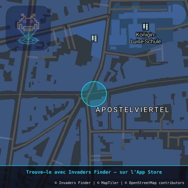 Zone approximative de l'invader KLN_23, dans le quartier Gereonsviertel, Cologne à Cologne. Emplacement exact disponible dans l'app Invaders Finder.