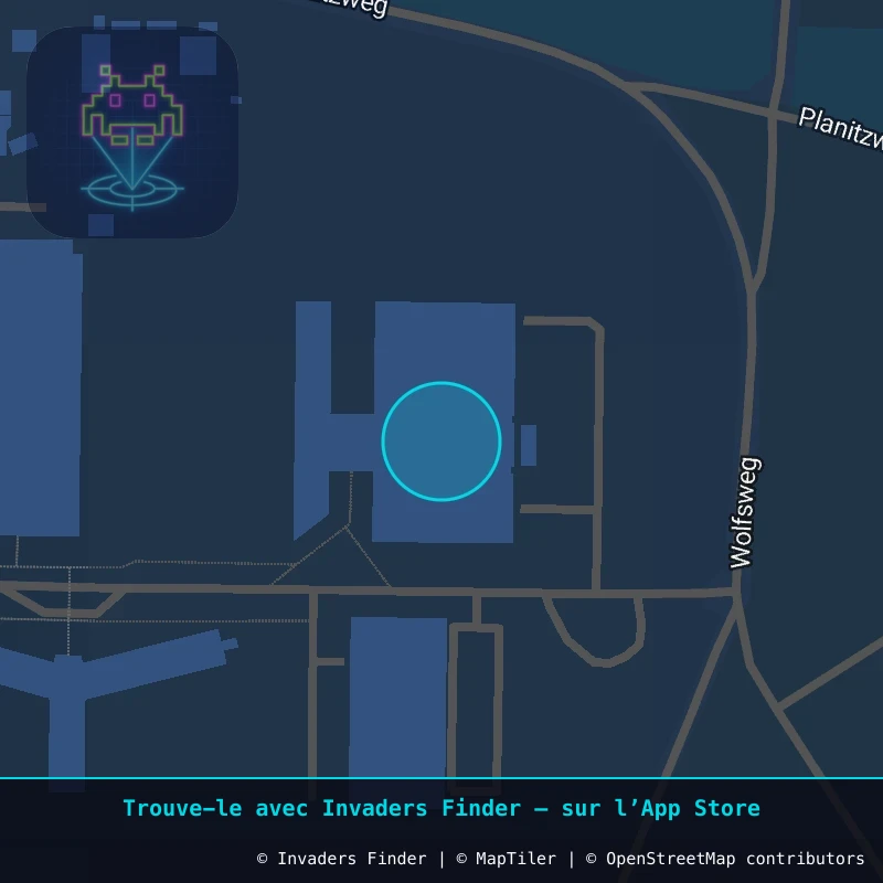 Zone approximative de l'invader KLN_25, dans le quartier Sieglar, Troisdorf à Cologne. Emplacement exact disponible dans l'app Invaders Finder.