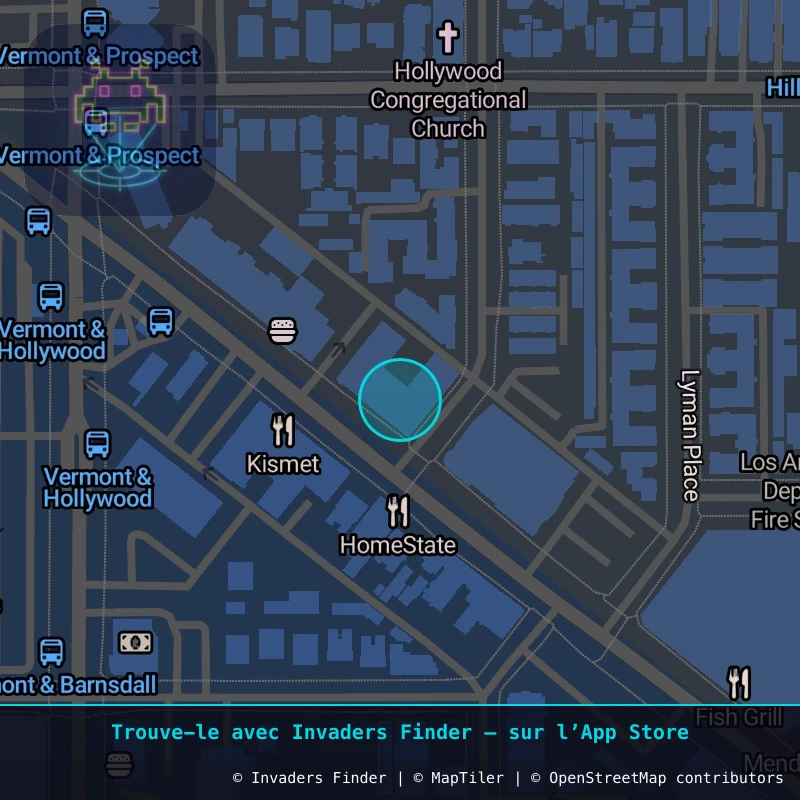 Zone approximative de l'invader LA_109, dans le quartier Los Feliz Neighborhood Council District à Los Angeles. Emplacement exact disponible dans l'app Invaders Finder.