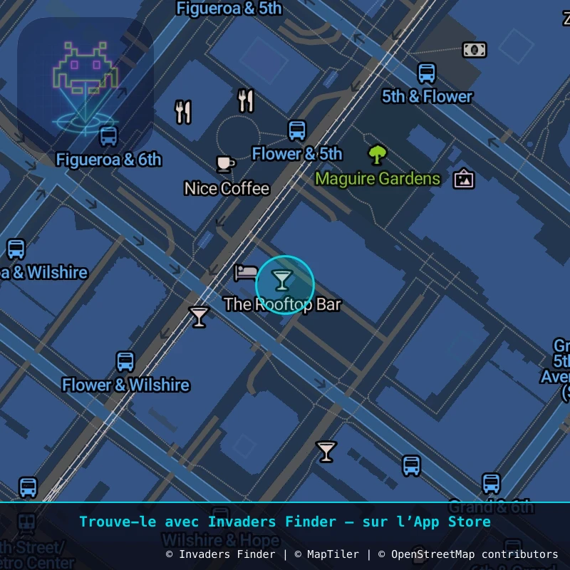 Zone approximative de l'invader LA_111, dans le quartier Centre-ville de Los Angeles à Los Angeles. Emplacement exact disponible dans l'app Invaders Finder.