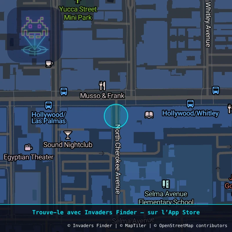 Zone approximative de l'invader LA_141, dans le quartier Hollywood Hills Ouest, Los Angeles à Los Angeles. Emplacement exact disponible dans l'app Invaders Finder.