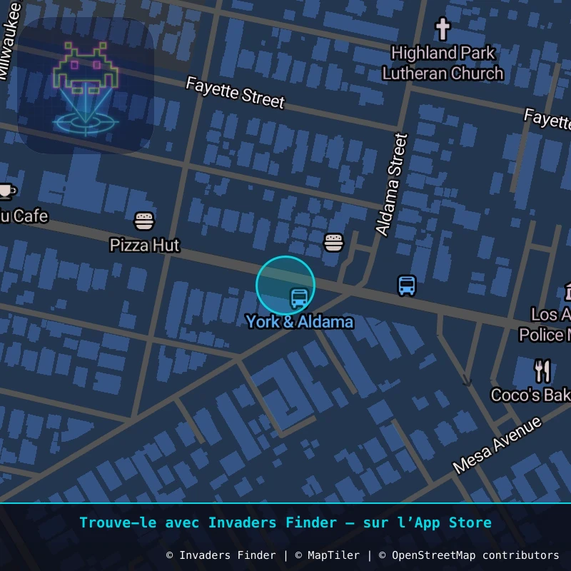 Zone approximative de l'invader LA_165, dans le quartier Altadena, Californie à Los Angeles. Emplacement exact disponible dans l'app Invaders Finder.